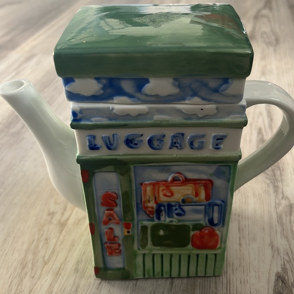 Twinings Porcelain Luggage Travel Agency Tea Bag Canister Collectible Teapot - Picture 2 of 5
